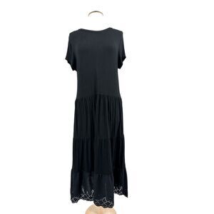 Knit Maxi Dress XL womens ruffle bottom tiered black short sleeve Jack & Avery